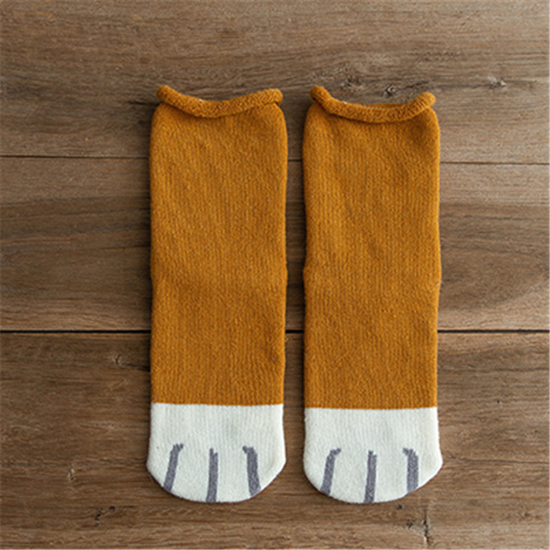 Autumn And Winter Socks Cotton Terry Socks Pregnant Women Curling Old Cartoon Thick Warm Socks Relent Catlike